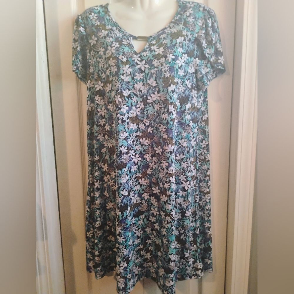 Espresso Blue and Green Midi Dress